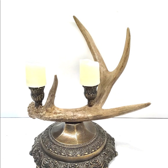 Antler candleholder on bronze